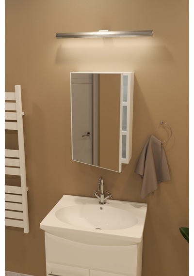 Tek Kapaklı Aynalı Beyaz 60 Cm Banyo Dolabı