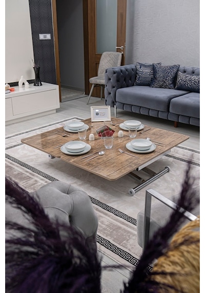 Home Üst Tabla Mdf Antiklayt Oval Köşe Alt Krom