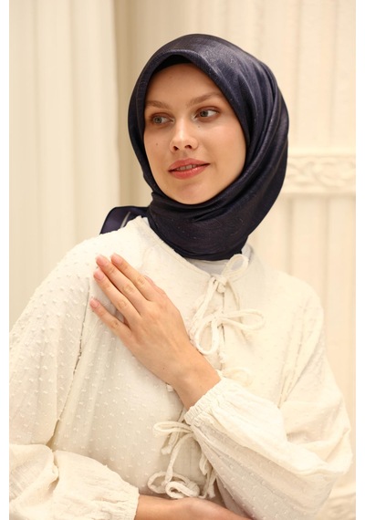 Silk Home Shiny Eşarp 75010-22 Lacivert, Gümüş