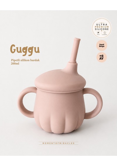 Tgm Baby Guggu Ultra Premium Silikon Pipetli Alıştırma Bardağı 200 Ml Kum Beji