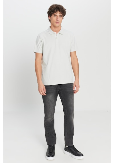 AC&Co / Altınyıldız Classics Erkek Grı %100 Pamuk Slim Fit Dar Kesim Polo Yaka Jakarlı Triko Tişört Gri