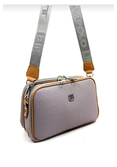 Just Polo Kadın Günlük Kullanıma Uygun Gofraj Baskılı Lüks Omuz Çantası Shoulder Bag Gri