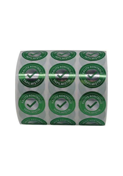 Hazır Etiketler , Hazır Al Hızlı Al Metalize Kalite Kontrolü Yapılmıştır Etiketi 25mm Çap 2500 Adet Yan Yana 3 Lü 124-Pembe