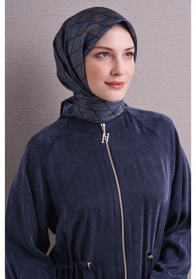 Armine Sura İpek Eşarp 2026-2027 - Sonbahar Kış-asm9626 Lacivert-Gri
