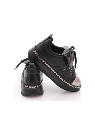 Dgn B06 Kadin Sneaker Ayakkabi Siyah Platin Ayna