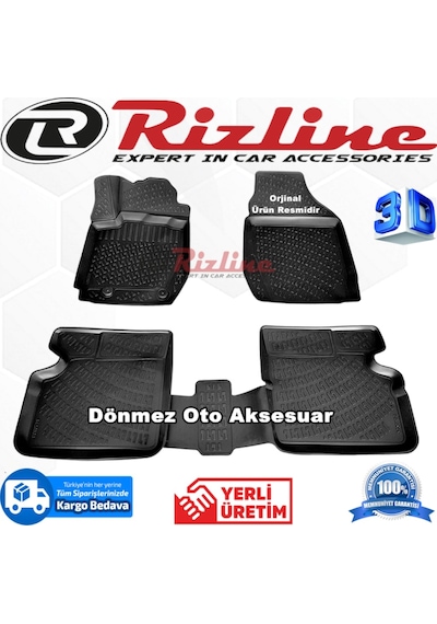 Toyota Corolla Uyumlu 3D Paspas Havuzlu Siyah Sd 2001-2006 Arası Rizline N11.23364
