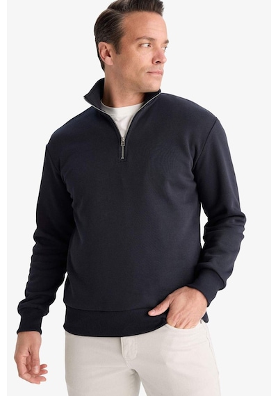 Defacto Regular Fit Dik Yaka Yarım Fermuarlı İçi Yumuşak Tüylü Basic Düz Sweatshirt X7405az25aunv91 Lacivert