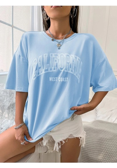 California W.c T-shirt - Bebe Mavisi Baskılı Oversize Bisiklet Yaka Kısa Kol Tişört Bebe Mavisi California W.c T-shirt - Bebe Mavisi Baskılı Oversize Bisiklet Yaka Kısa Kol Tişört Bebe Mavisi