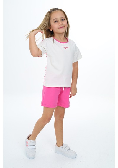 Toontoy Kids Toontoy Kız Çocuk Nakışlı Şortlu Takım Fuşya