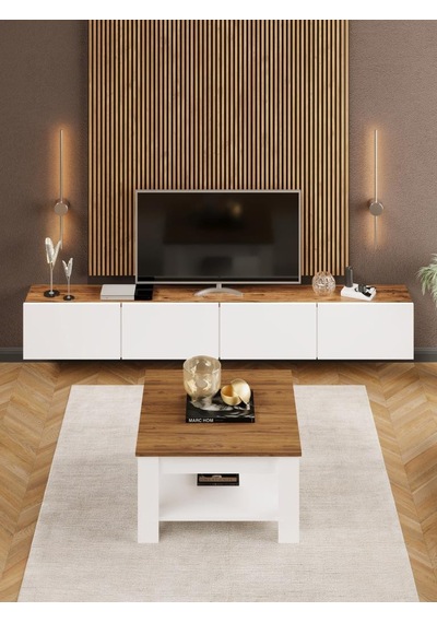 Linaset Duvara Asılı Tv Ünitesi Ve Orta Sehpa Atlantik Çam