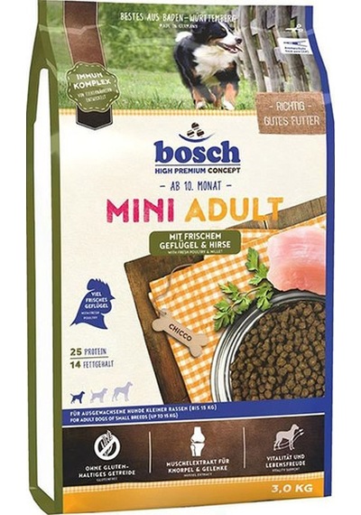 Bosch Mini Adult Kümes Hayvanlı ve Darılı Küçük Irk Yetişkin Köpek Maması 3 KG