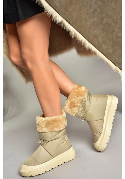 Fox Shoes T476434004 Bej Kumaş Kadın Bot Bej-kumaş Bej
