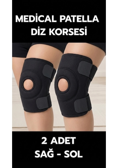 Dizlik Çiftli Patella Destekli Sporcu Çapraz Bantlı Menisküs Ağrısı İçin Siyah