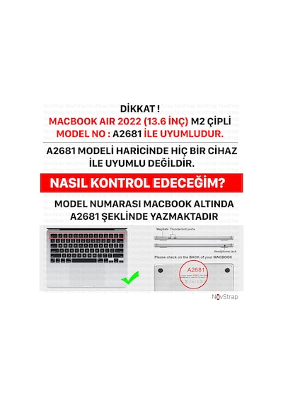 Apple Uyumlu MacBook Air 13.6 M2 Çip A2681 Kılıf + Klavye Kılıfı + Film