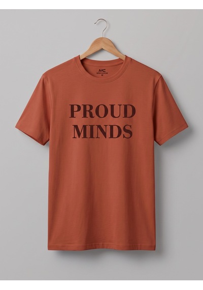 Maccali Erkek Kiremit Proud Minds Baskılı Bisiklet Yaka Bol Kesim Tişört