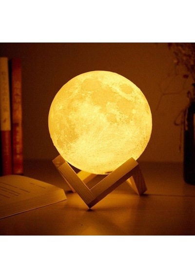 Mobgift 3d Ay 36 Cm Standlı Gece Lambası Sarı/gün Işığı Sarı