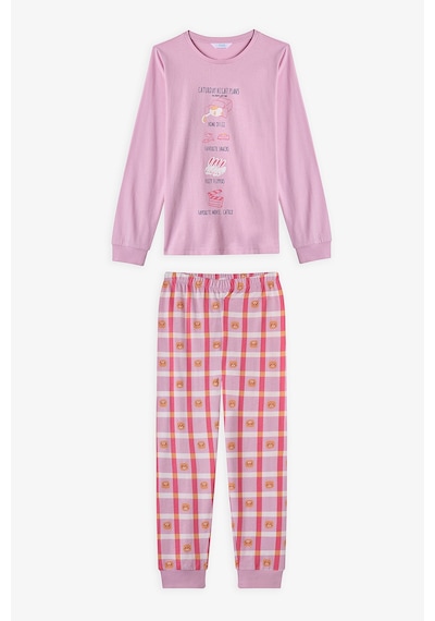 Penti Pembe Kız Çocuk Caturday Night Uzun Kollu Pamuklu 2'li Pijama Takımı