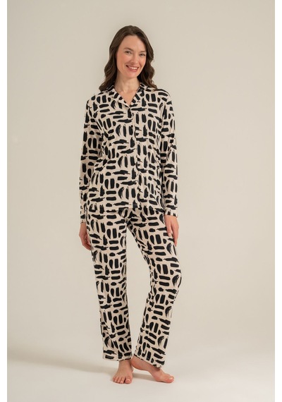 Pierre Cardin Kadın Krem Gömlek Pijama Takımı Pc9301-s-v1 Pc9301-s-v1