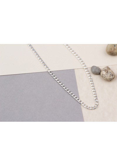 Glorria Gümüş 4mm Gurmet Zincir Kolye Gümüş
