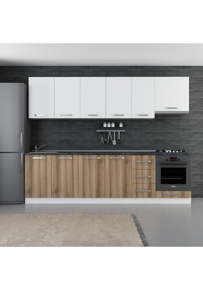 Minar 280 Cm Mutfak Dolabı Beyaz Dore 280-D11 Beyaz
