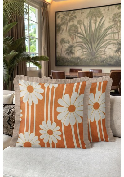Retro Papatya Desenli Saçaklı Yastık Kılıfı-çiçek Temalı Boho Turuncu Vizon Püsküllü Kırlent Kılıfı Serin Yörünge Nova Retro Papatya Desenli Saçaklı Yastık Kılıfı-çiçek Temalı Boho Turuncu Vizon Püsküllü Kırlent Kılıfı Serin Yörünge Nova