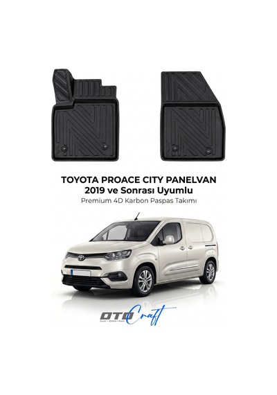 Otocraft Toyota Proace City Pv 2019+ Araca Özel 4d Karbon Oto Paspas Havuzlu Tam Set