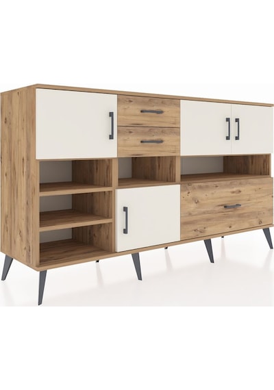 Kronos Konsol 7 Raflı 3 Çekmeceli 4 Kapaklı 176x59x99 Çam-aytaşı/ Çam-aytaşı/çam
