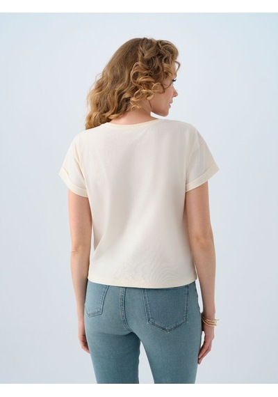 LOFT Regular Fit Kadın Tshirt K.kol Lf2040166 Q1.v1 Ekru