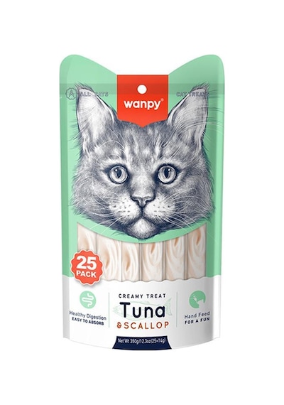 Wanpy Ton Balıklı ve Deniz Taraklı Sıvı Krema Kedi Ödülü 25 x 14 G