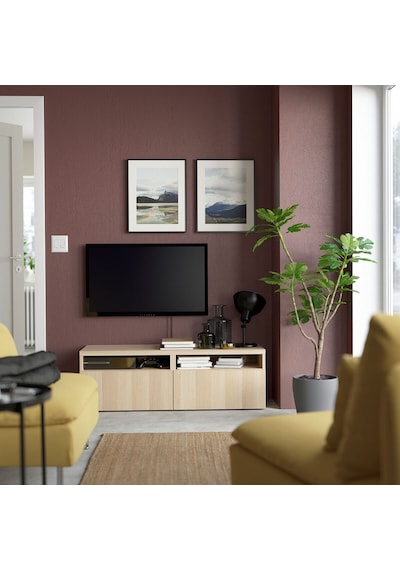 Tv Sehpası, Ağartılmış Meşe Görünümlü, 120x42x39 Cm, Lappvıken, Çıt Çıt Raylı Meşe Tv Sehpası, Ağartılmış Meşe Görünümlü, 120x42x39 Cm, Lappvıken, Çıt Çıt Raylı Meşe