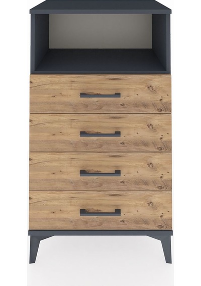 Hyperion Komodin Tek Raflı 4 Çekmeceli 60x44x106 Antrasit-çam Antrasit