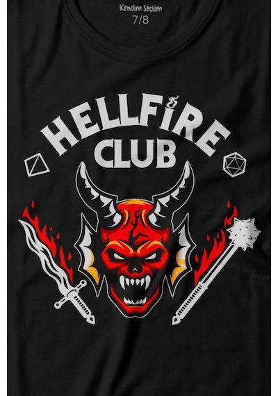 Kendim Seçtim Stranger Things Hellfire Club Baskılı Tişört Çocuk T-shirt 001
