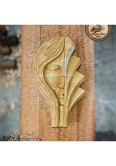 Ahşap El Oyması Dekoratif Pano 46x23 Cm