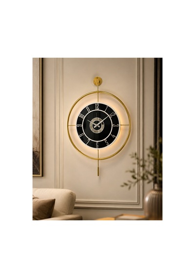 Pey Aksesuar Metal Camlı Duvar Saati 60x80 Cm Büyük Boy Işıklı Gerçek Cam Gold-füme-beyaz-gümüş M61-gold-füme-beyaz-gümüş