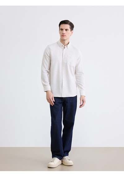 Lcwaıkıkı Classic Bej Regular Fit Armürlü Erkek Gömlek