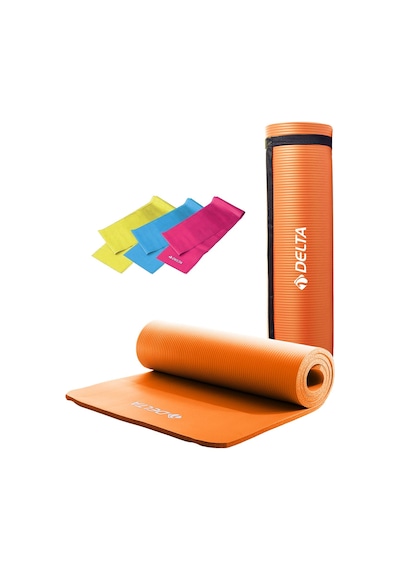 Delta Konfor Zemin 10 Mm Taşıma Askılı Pilates Minderi 3'lü Pilates Bandı Egzersiz Direnç Lastiği