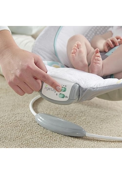 Ingenuity Rahatlatıcı Ana Kucağı Bebek Koltuğu, Sesler Ve Titreşimler, 0-6 Ay, 9 Kg'a Kadar - Morrison, Fil/aslan Oyuncaklı Gri/mavi