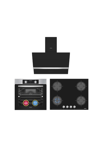 Simfer 10 Fonksiyon Airfry Plus Inox 3'lü Ankastre Set (8210 Fırın + 3653 Ocak + 8738 Davlumbaz)