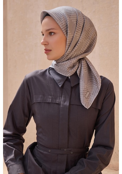 Belli İpek Eşarp - 4104-64 Vizon Twill