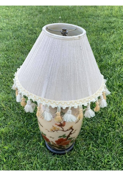 Gül Motifli Antika Porselen Abajur 70 CM