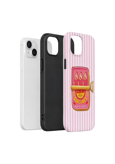 Apple iPhone Uyumlu 13 Vorian Çift Katmanlı Kılıf Sardine Club Pink