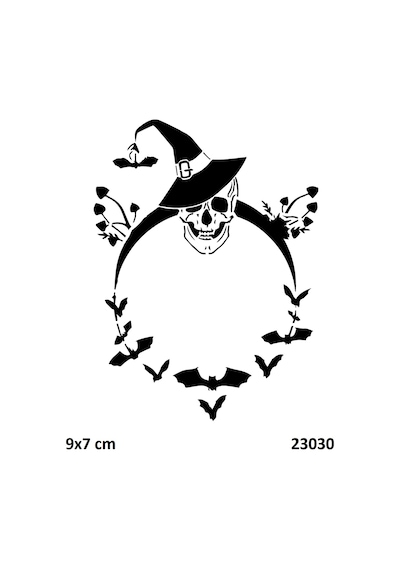Airbrush Tattoo Cadı Kuru Kafa Yapışkanlı Stencil Süsleme Ve Boyama Kalıbı