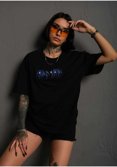 Noıssey Siyah Baskılı Oversize Unisex