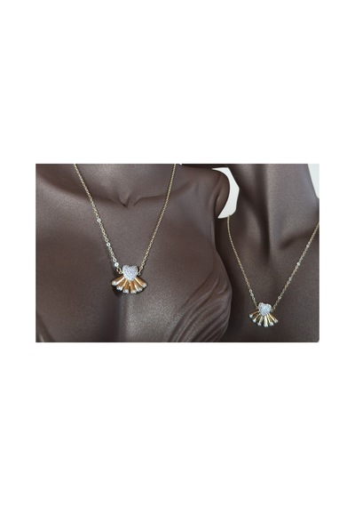 Edrina Romantik Kalp Ve Işın Tasarımlı Vintage Retro Kolye Gold