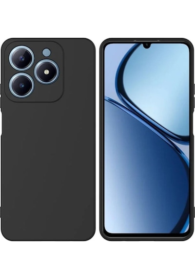 Realme C63 Uyumlu Silikon Kılıf - Kamera Korumalı Esnek Pastel Renk Kapak - Siyah Siyah