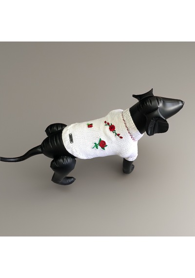 Köpek İçin Güllü Beyaz Kazak