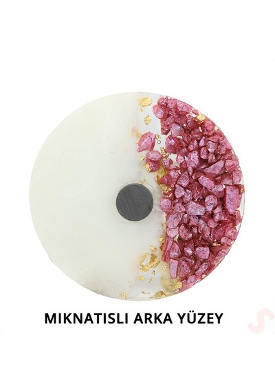 Kutulu Ve Süslü Pembe Taşlı 6,50 Cm Epoksi Magnet - 1 Adet