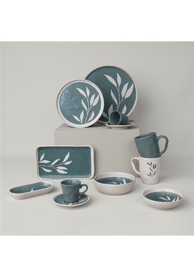 Linens Laurel Seramik 370 Ml Kupa Yeşil Yeşil