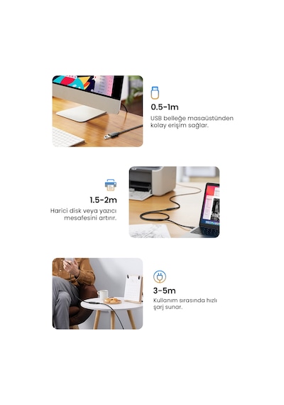 Ugreen Usb 3.0 Uzatma Kablosu, 50 Cm, Siyah, 30125