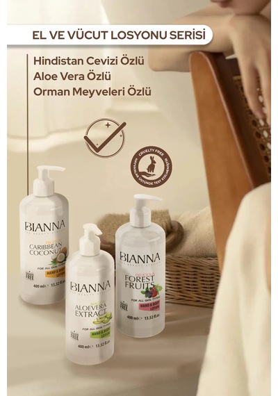 Bianna El Ve Vücut Losyonu - Hindistan Cevizi Özlü Nemlendirici El Ve Vücut Kremi - 400ml